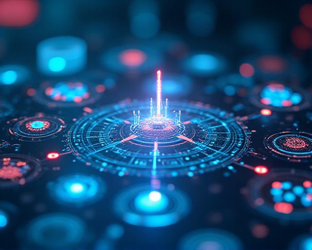 Futuristic AI interface visualization