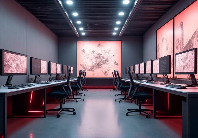 Modern futuristic office environment in UK