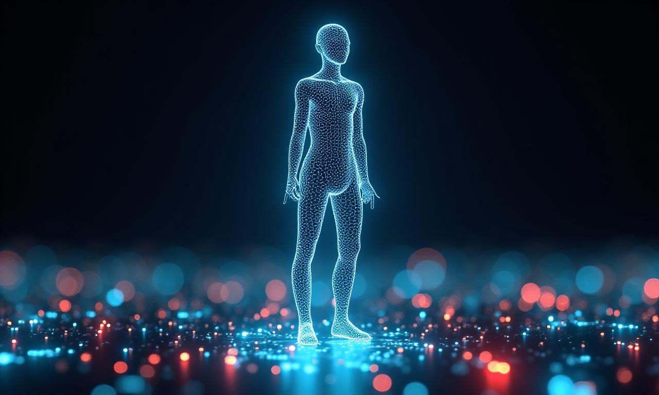 Futuristic AI neural network mesh integrated with gaming character silhouettes